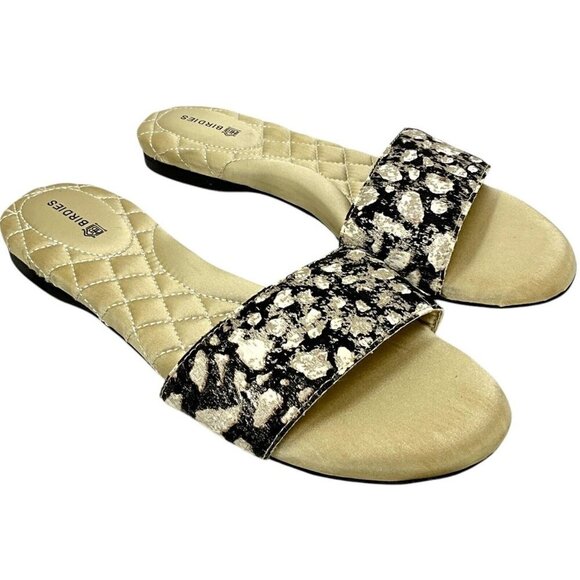 Birdies Shoes - Birdies Women Slide Sandals The Sparrow Size US 6.5 Champagne Gold Silver Shadow
